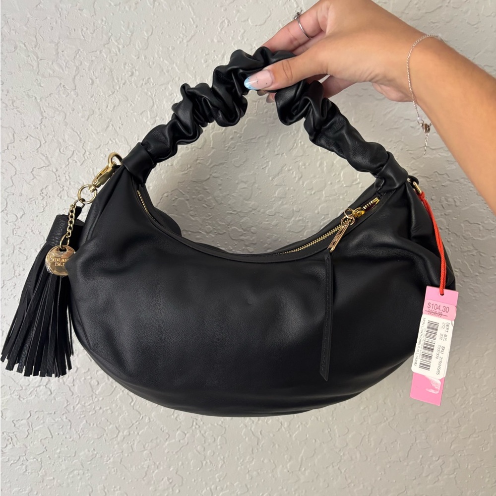 NWT: Steve Madden Black Ruched
Handle Purse